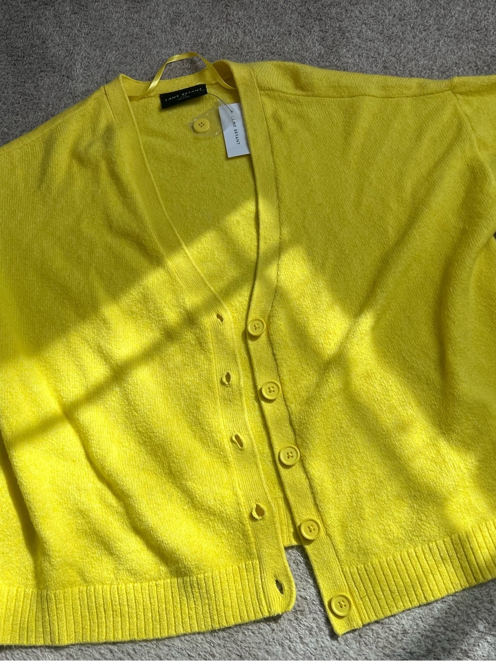 Lane Bryant Yellow V-Neck Button Cardigan Sweater